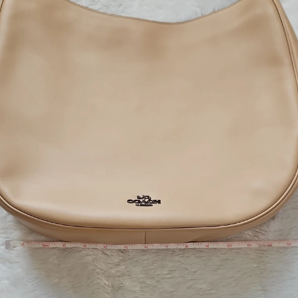 Coach Smooth Pebble Leather Shoulder Bag in Beige